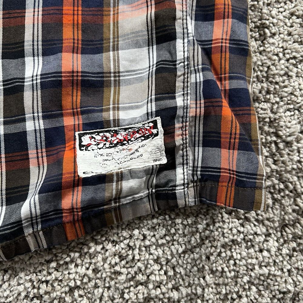 G Star Raw Shirt Mens XL‎ Orange Brown Flannel Classic Preppy Long Sleeve Casual - Picture 7 of 11